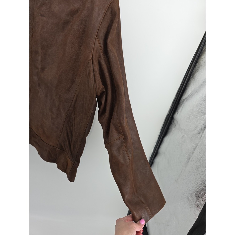 Bernardo Leather Bomber Jacket Size S Brown NWOT - Picture 11 of 16